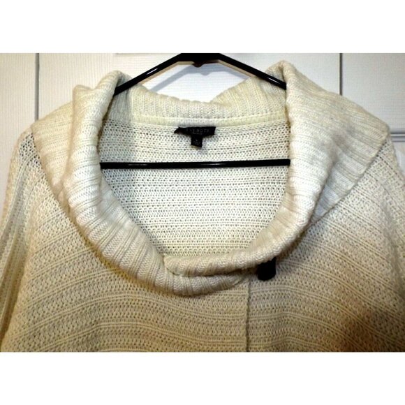 Talbots Large Cream Cowl Neck Cardigan Sweater Wool Blend Missing Inside Button - Picture 3 of 7